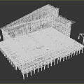 Wooden House With Sloped Roof And Wooden Plank Walls On Stilts Platform