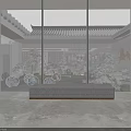 Traditional Chinese Sichuan Opera Mask Decorative Wall With Marble Reception Desk