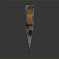 Vintage Weapon Axe With Metal Head And Wooden Handle On Reflective Dark Surface