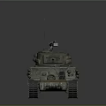 Military Tank With Weathered Armor Rotating Turret Metal Tracks And Antenna