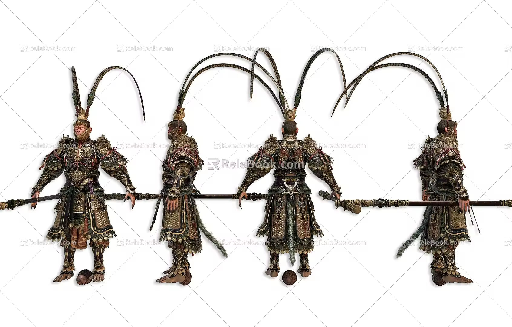 Modern Black Myth Goku Virtual Characters Monkey King Monkey King Game Characters Black Myth Goku Characters Ornaments Monkey King Hand-made Ornaments 3d model