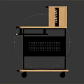 Modern Wooden Computer Desk With Metal Frame Upper Shelf And Keyboard Tray