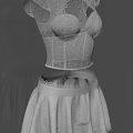 White Lace Corset Top and Ruffle Skirt Set with Short Sleeves