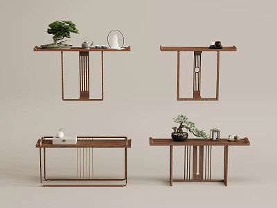 New Chinese Style End View Desk End View Cabinet 3d model
