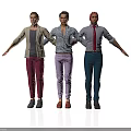 Three Men Standing With Arms Outstretched In Different Casual And Formal Outfits