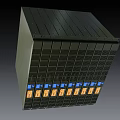 Modern Black Server Rack With Multiple Modules And Orange Blue Indicators 3d model