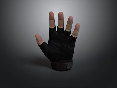 Black Fingerless Fitness Gloves For Workout Grip And Daily Use 3d model