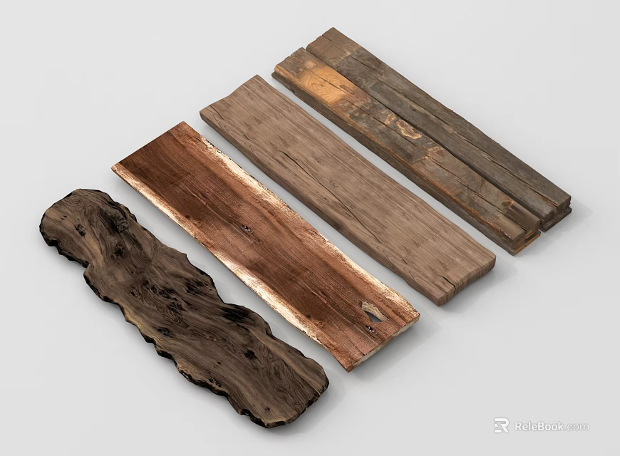 Natural Wooden Planks with Various Textures and Rustic Grains for Home Decor 3d model 