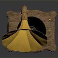 Vintage Phonograph With Yellow Horn Wooden Base And Vinyl Record