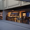 Modern Style Bar With Awning Warm Lighting Wine Racks Bar Counter And Tables From Outside