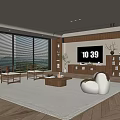 Modern Living Room Interior Design With Large Windows Blinds White Curved Sofa And Wooden Floor