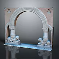 Scenic View Of Ancient Arch With Intricate Carvings Lion Statues And Stone Path