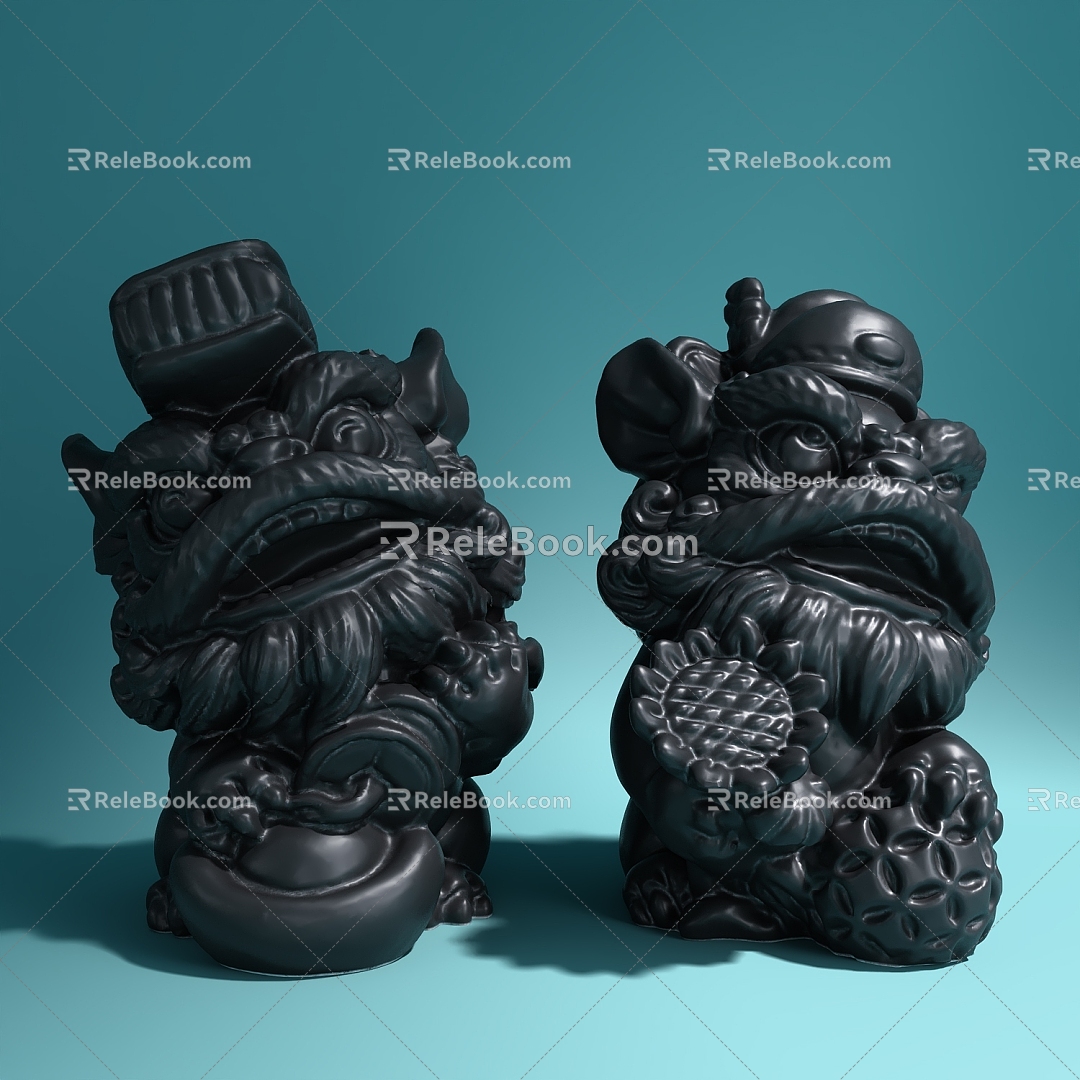 New Chinese Tea Pet Pixiu Lion Carving Ornaments 3d model