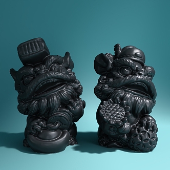 New Chinese Tea Pet Pixiu Lion Carving Ornaments 3d model