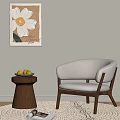 Quiet style leisure sofa single sofa side a few corners a few decorative paintings 3d model