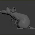 3D Cartoon Mouse Character With Collar And Cane In Gray Rendered Design