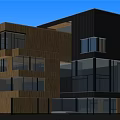 Modern Industrial Factory Building Exterior With Large Windows Glass Curtain Walls And Cars On Road