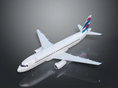 Space Shuttle Model In White With Red Blue Logo And Gray Background 3d model