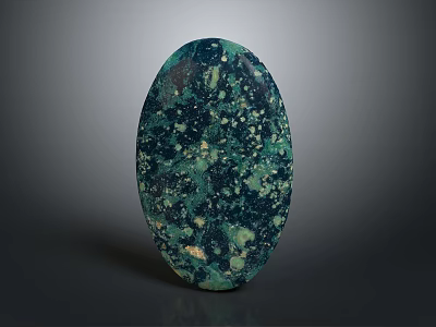 Natural Stone Decorative Object With Dark Green Black Speckled Texture And Oval Shape 3d model