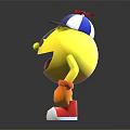 Yellow Smiling Cartoon Character with Blue White Red Cap Orange Gloves and Red Shoes