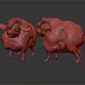 Cute Cartoon Sheep With Fluffy Fur Golden Curly Patterns And Red Noses 3d model