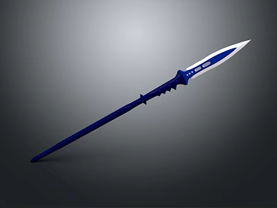 Detailed Blue Spear With White Blade And Modern 3D Model Structure 3d model