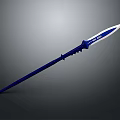 Detailed Blue Spear With White Blade And Modern 3D Model Structure