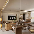 Modern Living And Dining Room Interior With Wicker Furniture Wooden Table Green Plants And Artwork