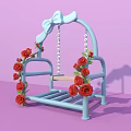 Light Blue Swing Photo Spot With Bow Red Roses On Lavender Background