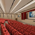 Modern Auditorium With Red Seats And Large Screen 3d model