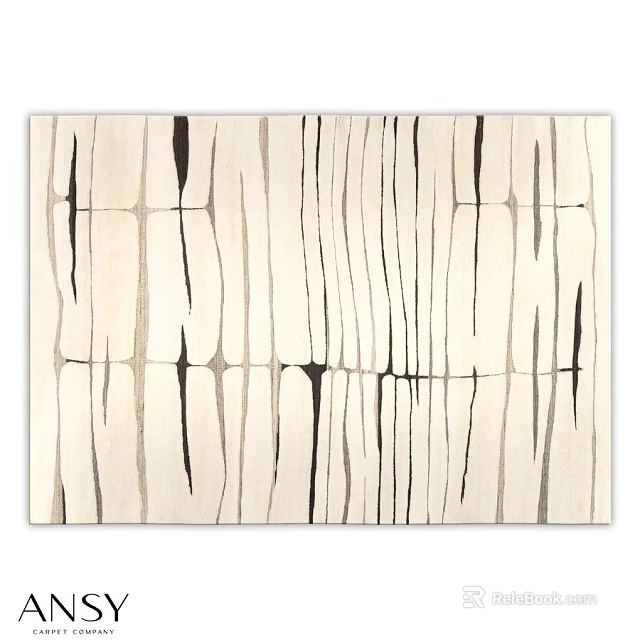 Square Area Rug With Modern Abstract Beige Black Striped Design For Home Decor 3d model 