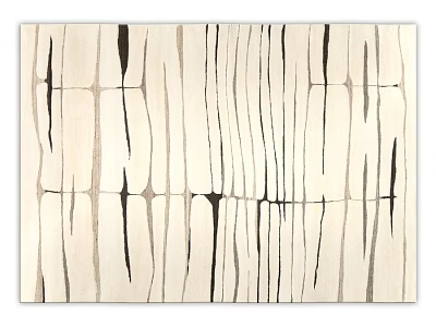 Square Area Rug With Modern Abstract Beige Black Striped Design For Home Decor 3d model