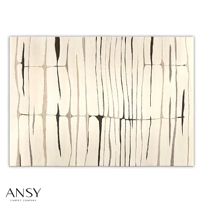 Square Area Rug With Modern Abstract Beige Black Striped Design For Home Decor 3d model