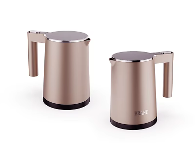 Modern Gold Electric Kettles With Silver Lids And Black Bases Daily Use Appliances 3d model