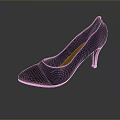 Navy Blue High Heels With Knit Upper Stiletto Heel And Orange Insole