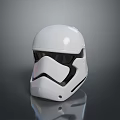 White Tactical Weapon Helmet With Black Visor And Reflective Surface On Dark Gradient Background Design 3d model