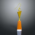 Elegant Golden Earrings With Triangle Pendant And Orange White Cone Charm