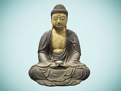 Hand Carved Stone Buddha Sculpture Seated In Meditation Pose With Serene Expression 3d model