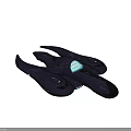 Futuristic Interstellar Spaceship With Glowing Engine And Multiple Dark Metallic Aerodynamic Wings 3d model
