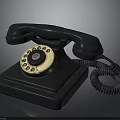 Vintage Black Rotary Dial Telephone Classic Electronic Device With Coiled Cord