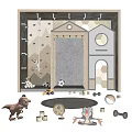 Stuffed Animals In Kids Playhouse With Teddy Bear Dinosaur Toy Car And Soccer Ball