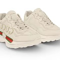 Cream Colored Gucci Sneakers With Red And Green Web Stripe And Chunky Sole