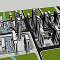 Modern Urban Residential Complex Night View With High Rise Buildings And Landscape Lighting