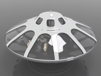 Futuristic Circular Spacecraft For Aerospace Exploration With Transparent Windows And Modern Structure 3d model