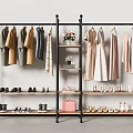 Black Clothing Rack Hanging Clothes Dresses Coats with Shelf for Shoes Handbag and Decorative Flowers