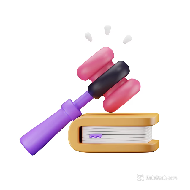 Vibrant Yellow Notebook Featuring Purple Handle Hammer Pink Black Head And White Decorative Dots 3d model 
