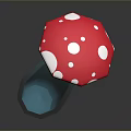 Mushroom Shaped Food Container With Red White Spots Blue Body And Yellow String Decoration