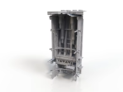 Gray Industrial Structural Component Model With Metal Framework And Support Beams 3d model