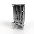 Gray Industrial Structural Component Model With Metal Framework And Support Beams