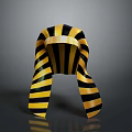 Ancient Egyptian Style Shiny Black and Yellow Striped Headdress for Game Movie Character